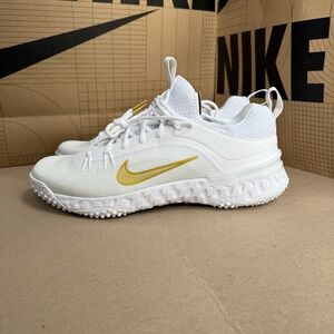 Nike Alpha Huarache IX Elite Lacrosse Turf Shoes Men's FN0310-100 White Size 8.5